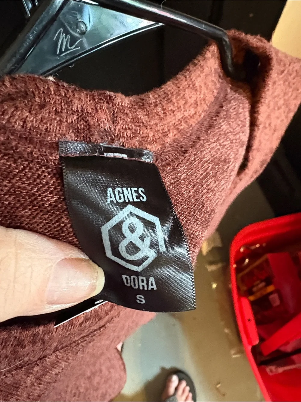 Agnes & Dora Heathered Rust Cropped Knit Sweatshirt - Picture 4 of 5